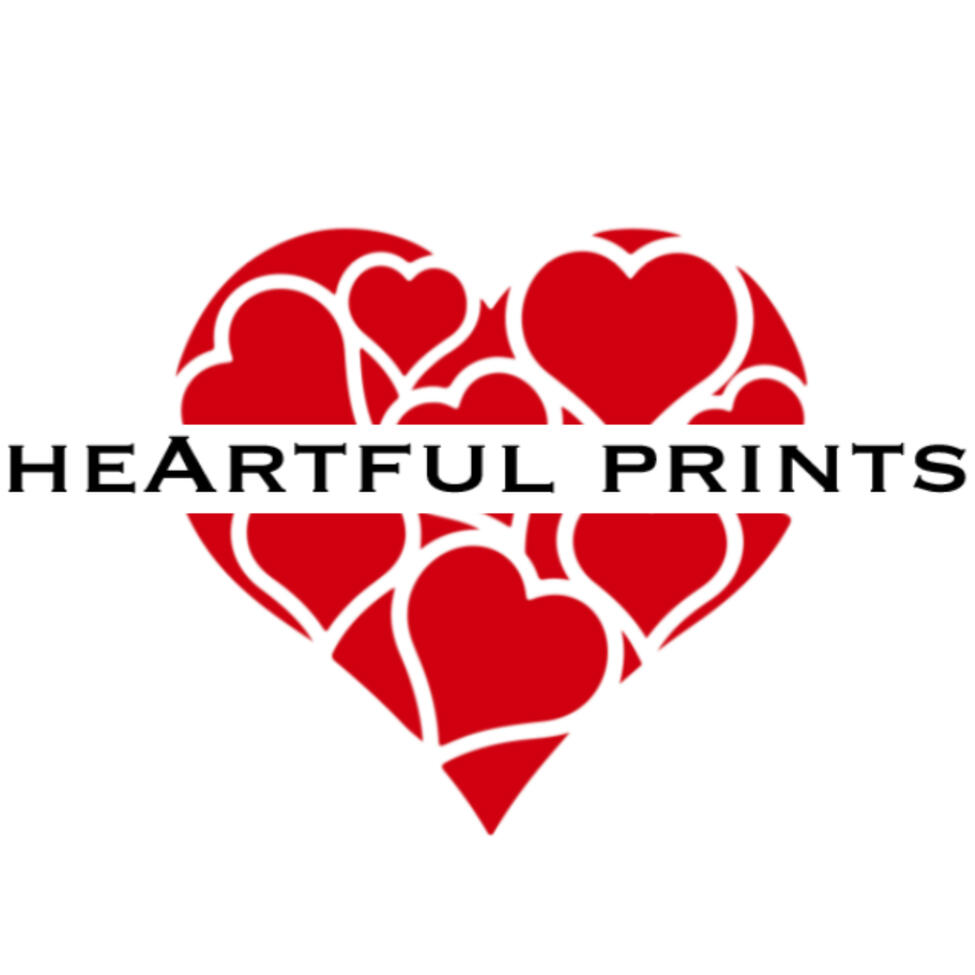 heArtfulPrints logo - red heart mosaic design representing Vermont artist Veronica de Saint Phalle's brand